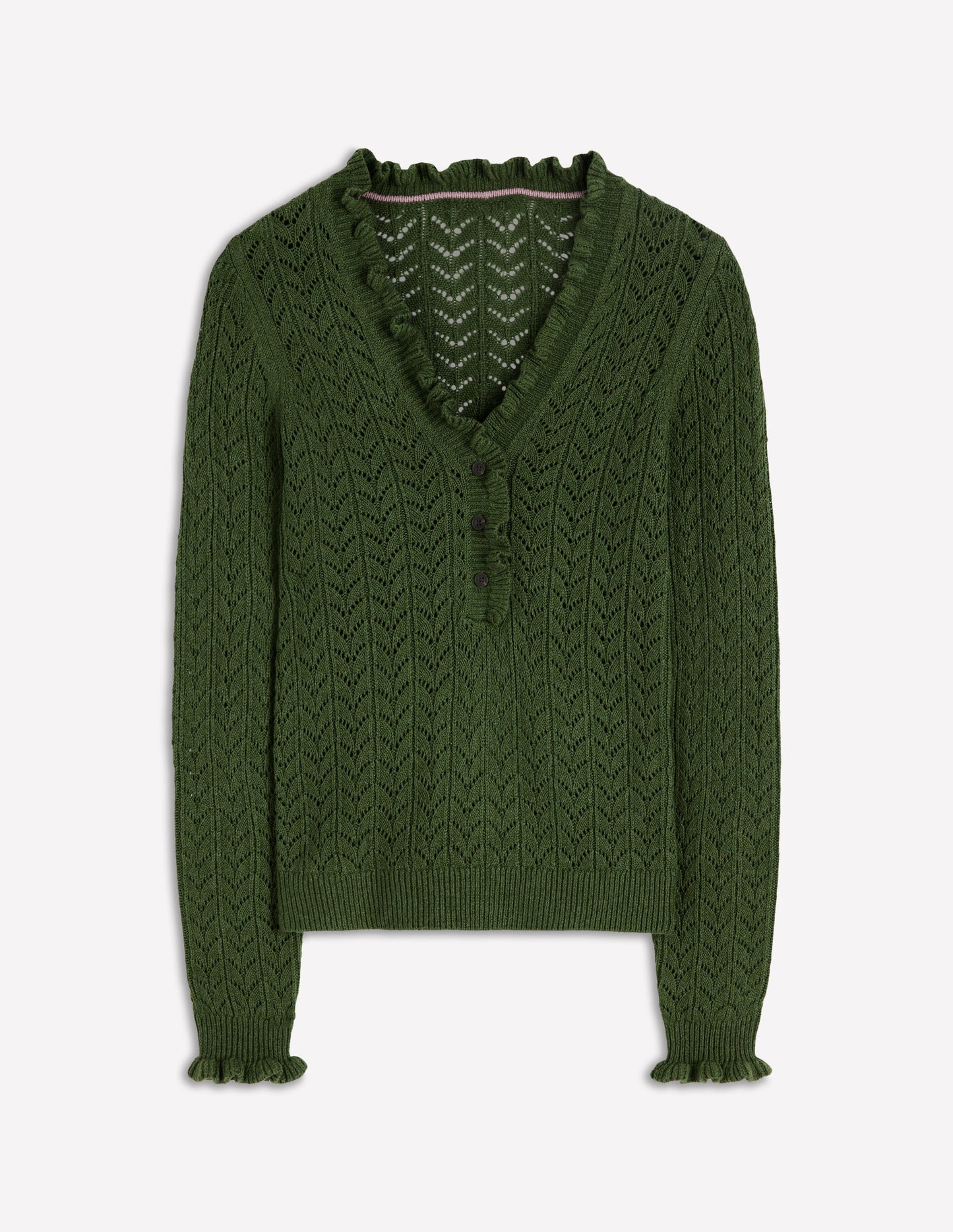 Eloise Frill Henley Jumper-Promenade Green