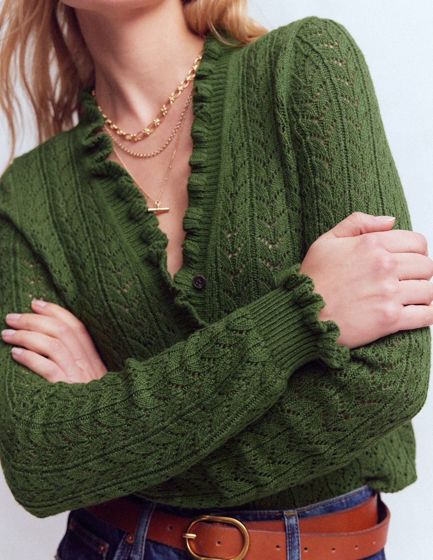 Eloise Frill Henley Jumper-Promenade Green