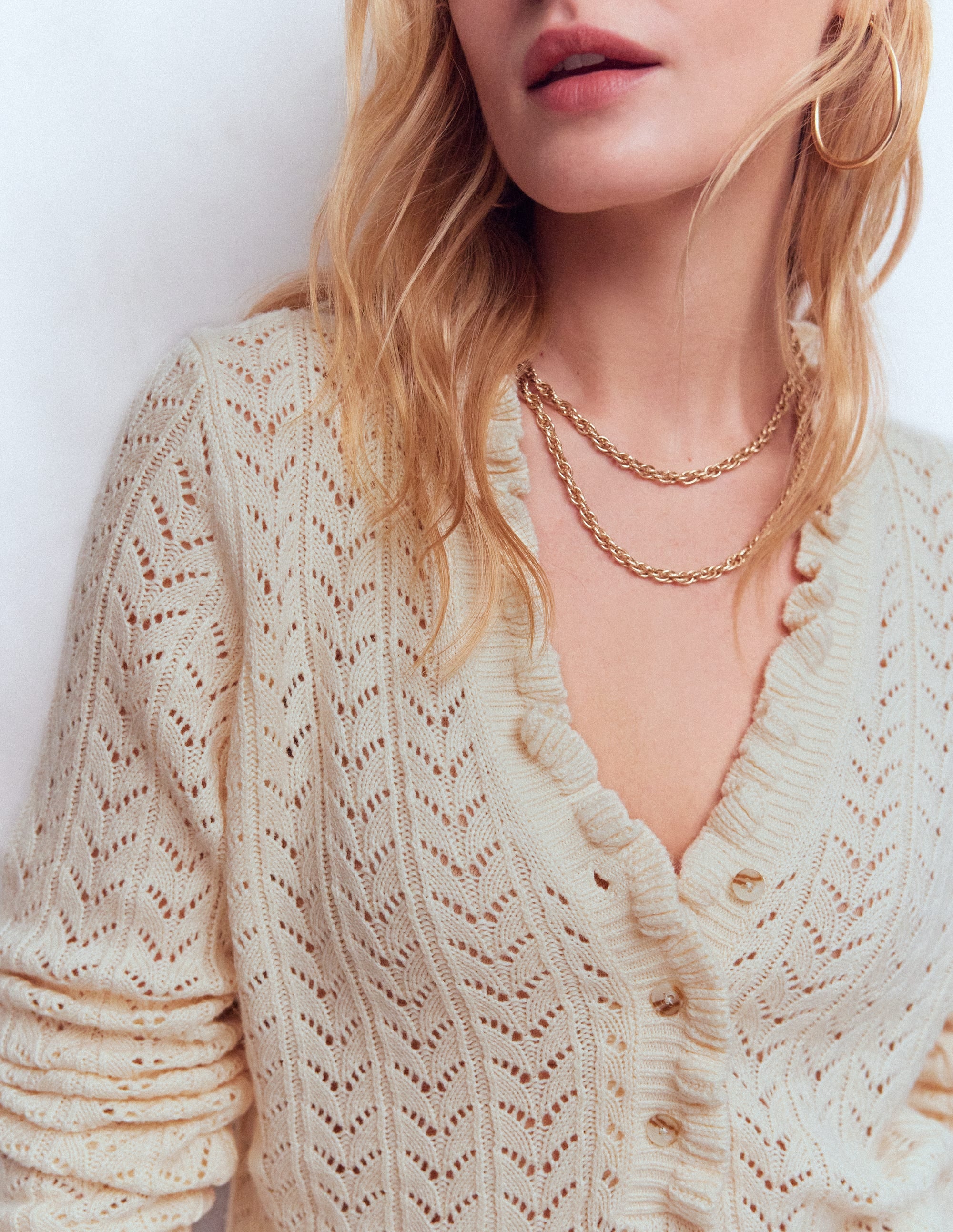 Eloise Frill Henley Jumper-Warm Ivory - Image 2