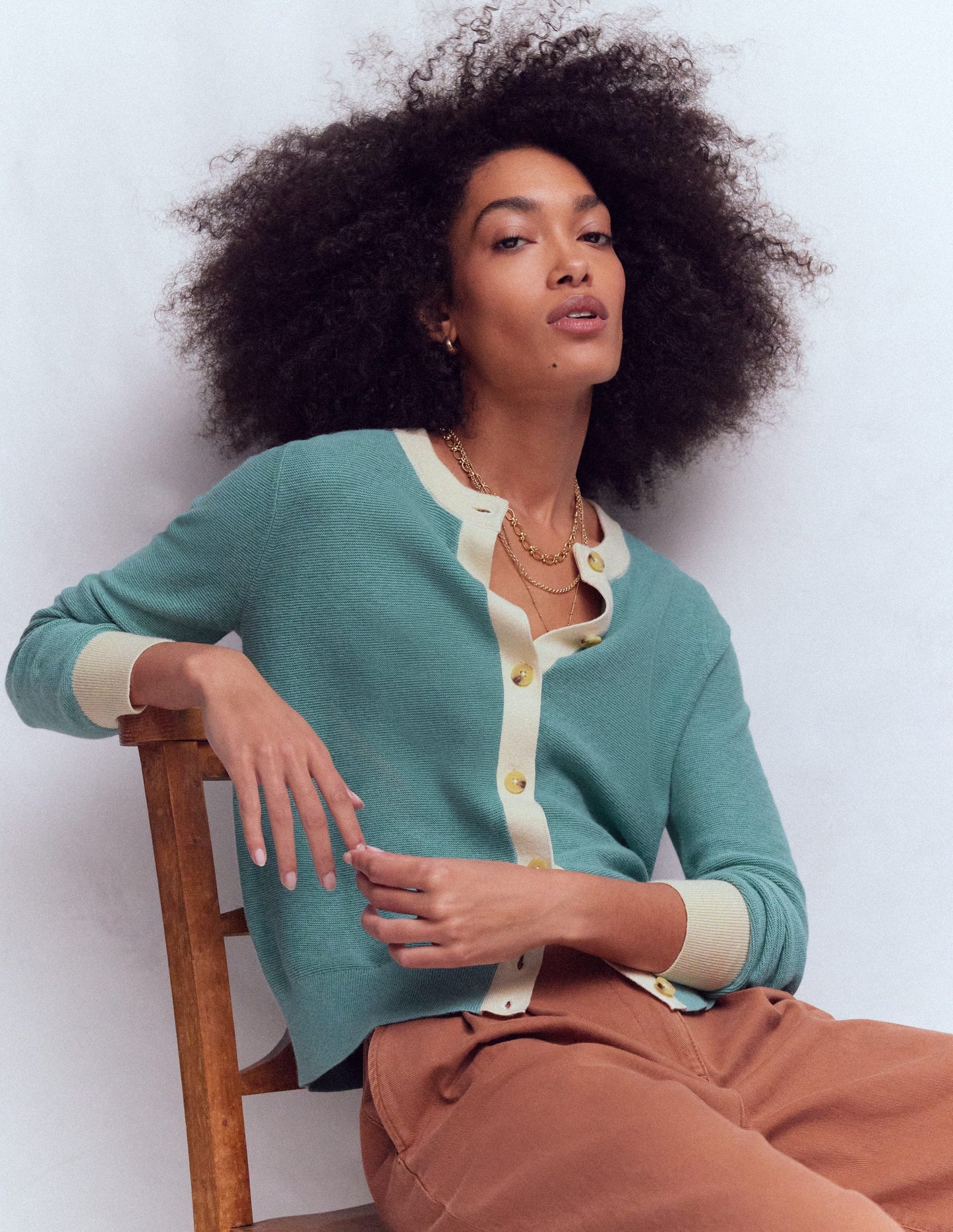 Grace Colour Block Cardigan-Cloudy Jane Blue