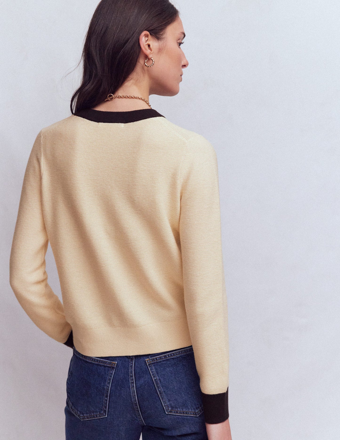 Grace Colour Block Cardigan-Warm Ivory