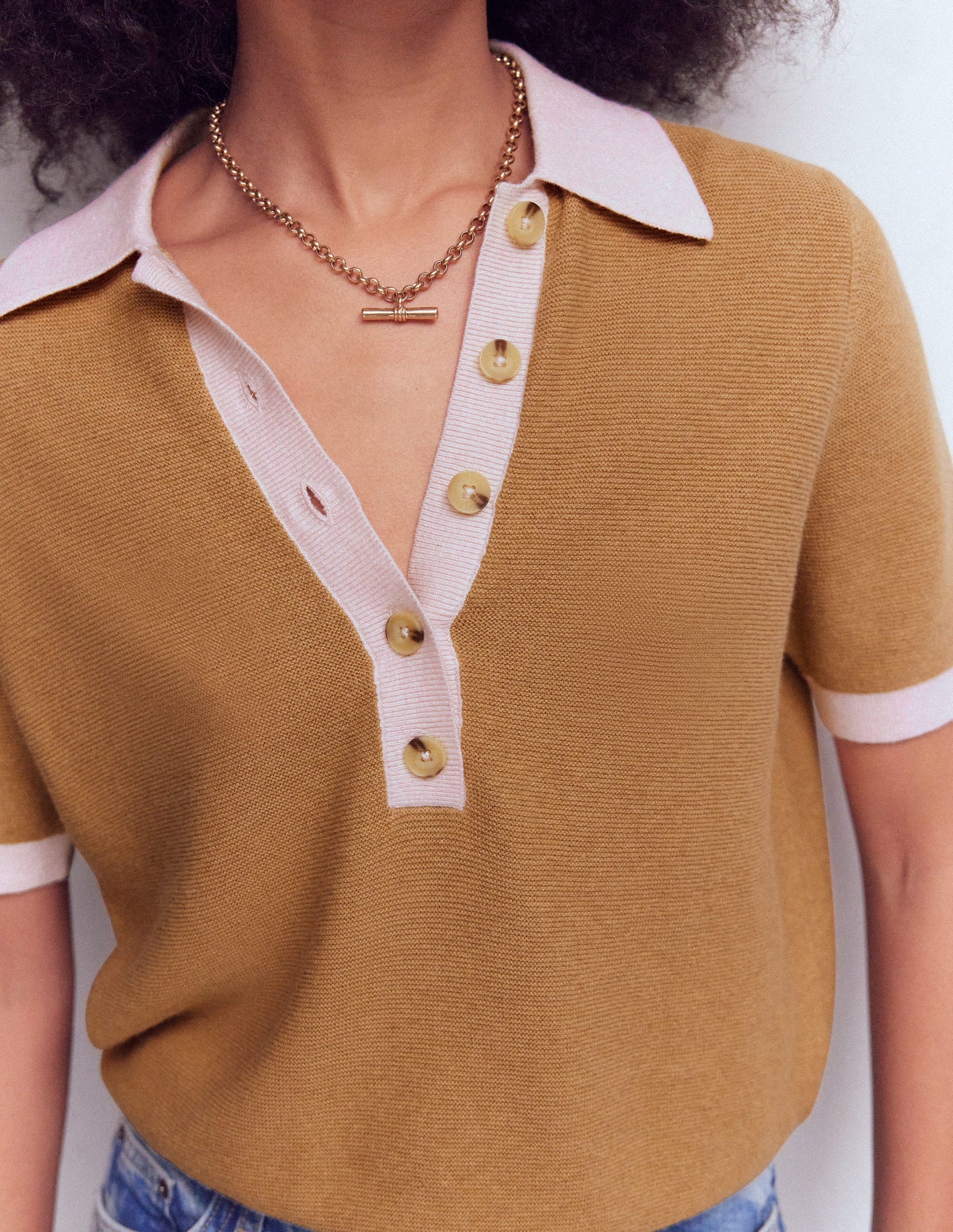 Grace Colour Block T-Shirt-Camel Melange-2