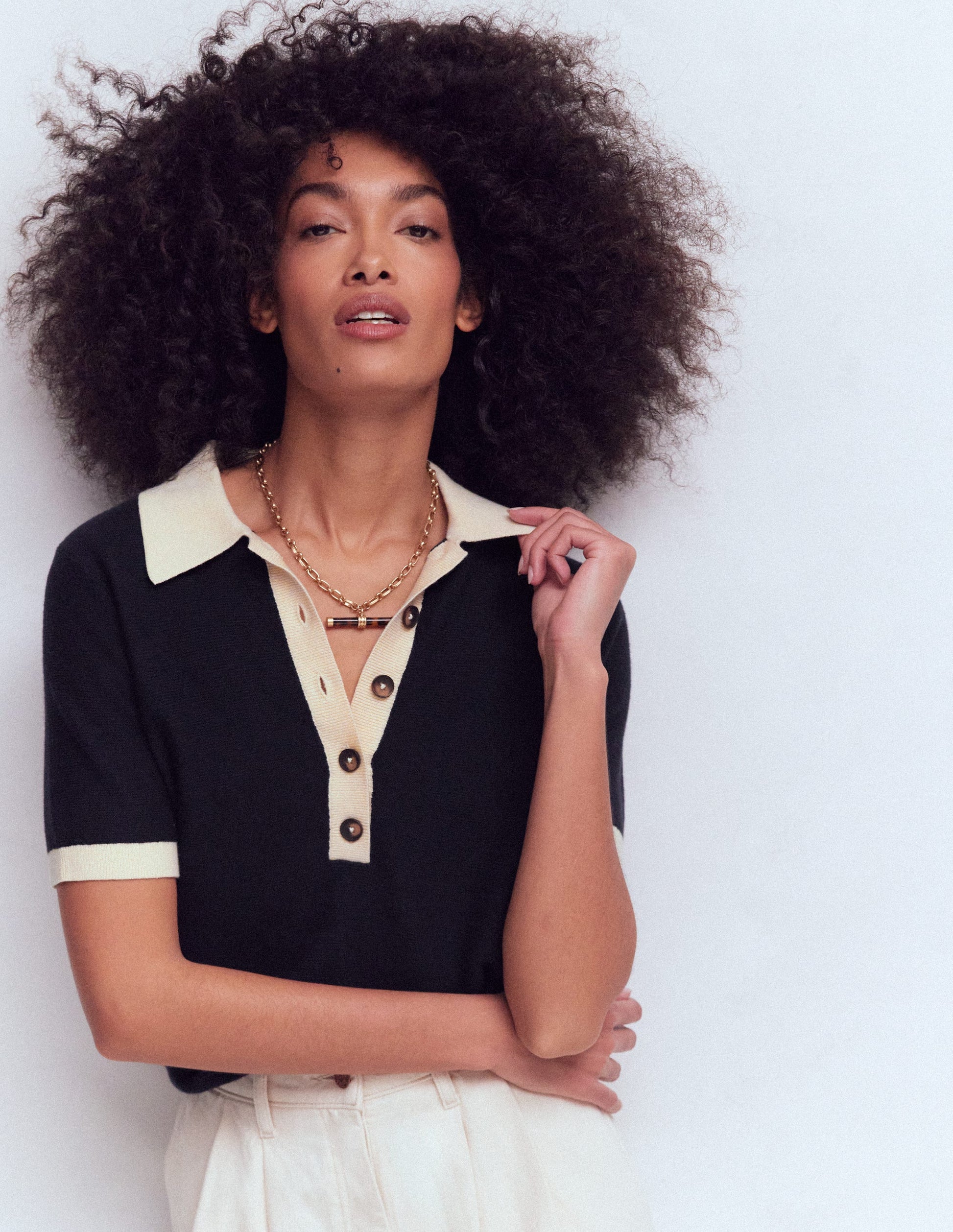 Grace Colour Block T-Shirt-Navy-1