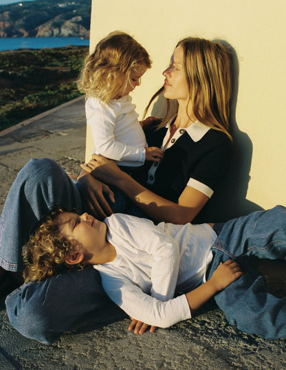 Grace Colour Block T-Shirt-Navy-2