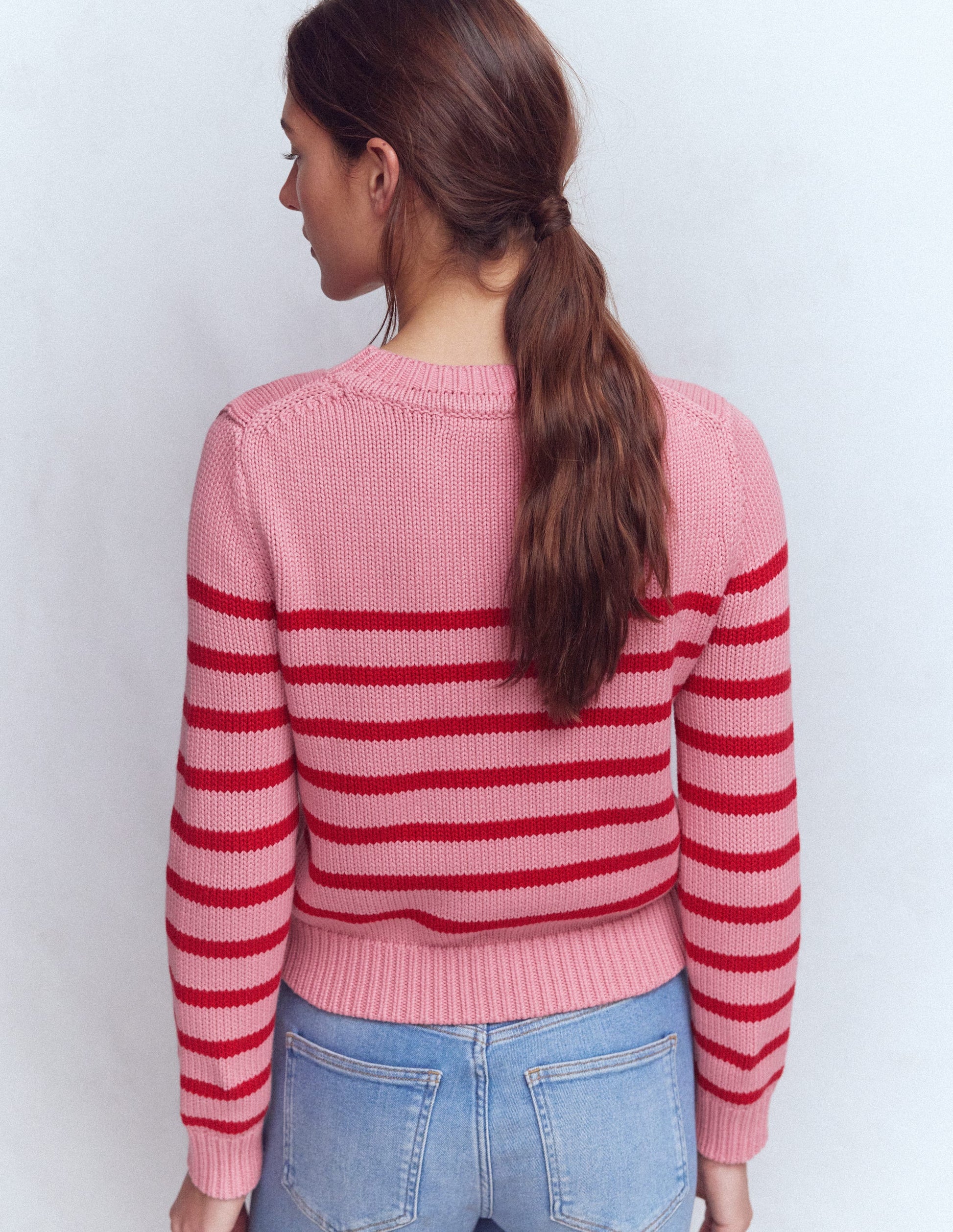 Lucy Chunky Cotton Jumper-Pink/ Red-3