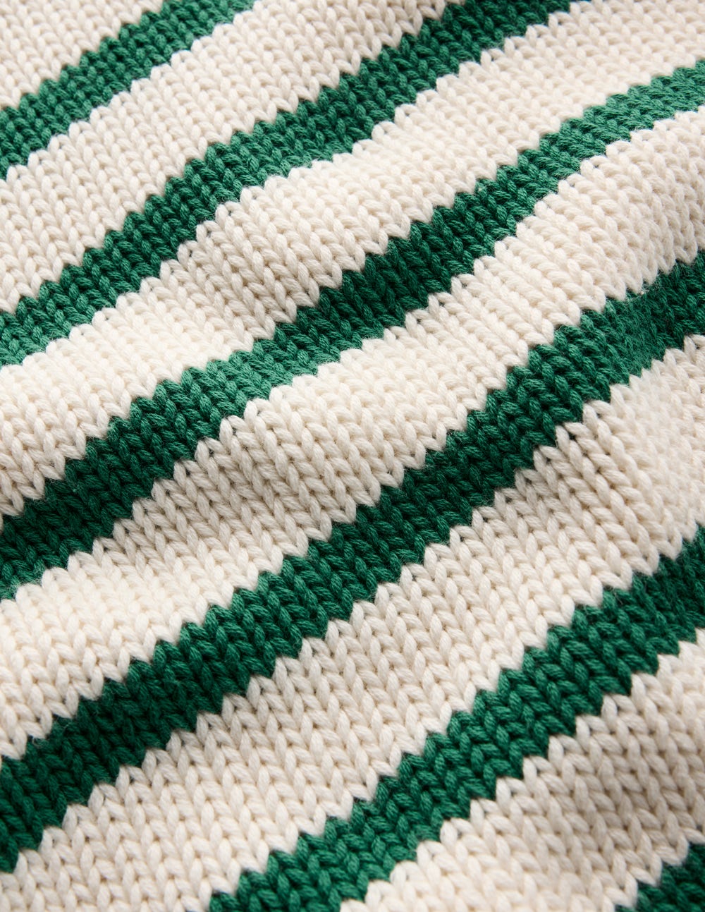 Lucy Chunky Cotton Jumper-Ivory and Jewel Green Stripe
