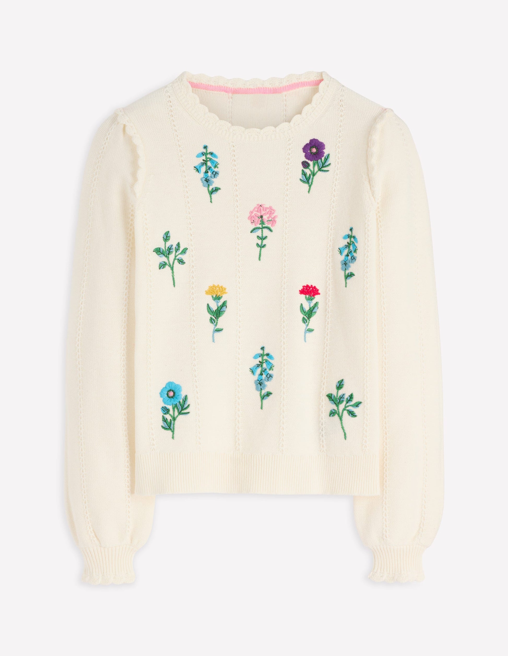 Valeria Crochet Trim Jumper-Warm Ivory , Embroidery-7