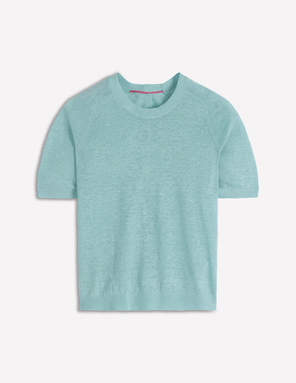 Agnes Linen Button T-Shirt-Seamist Blue-10