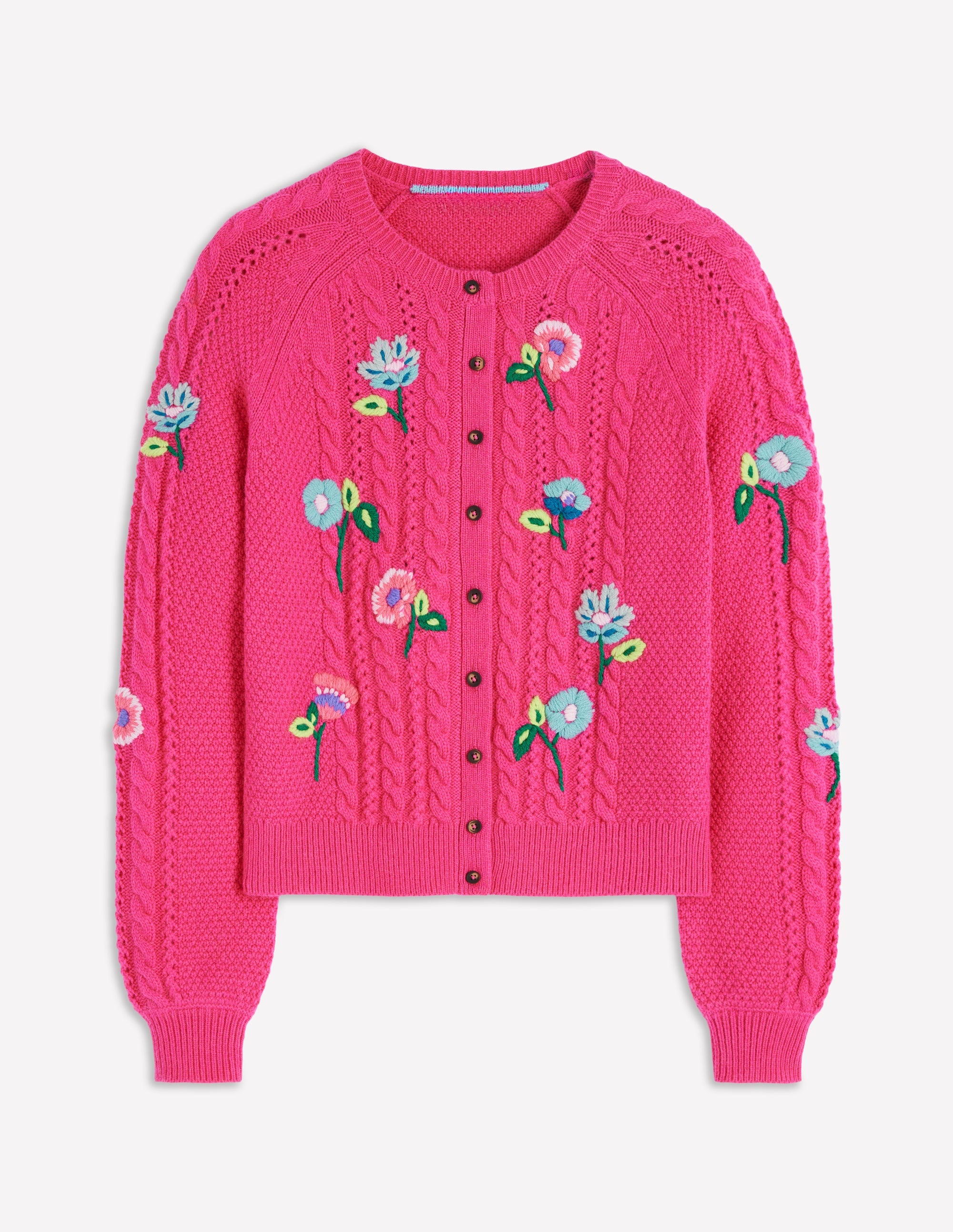 Liv Embroidered Cable Cardigan-Pink Peony | Boden Global