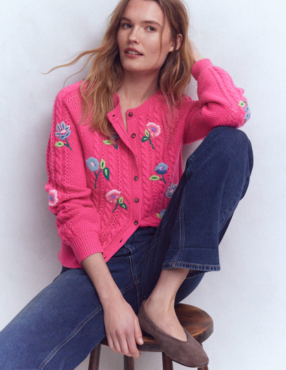 Liv Embroidered Cable Cardigan-Pink Peony-1