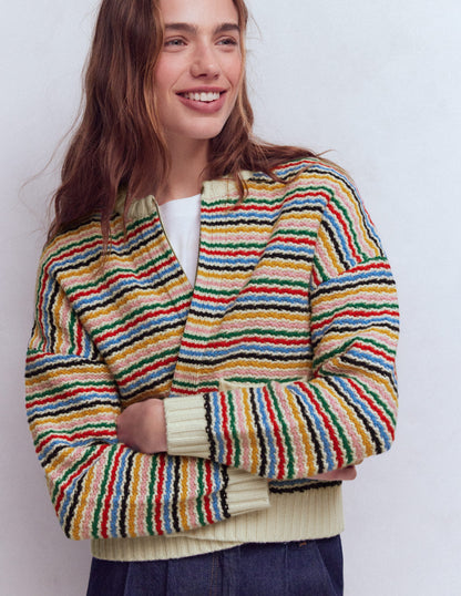 Maya Zip-up Jacket-Ivory, Rainbow-2