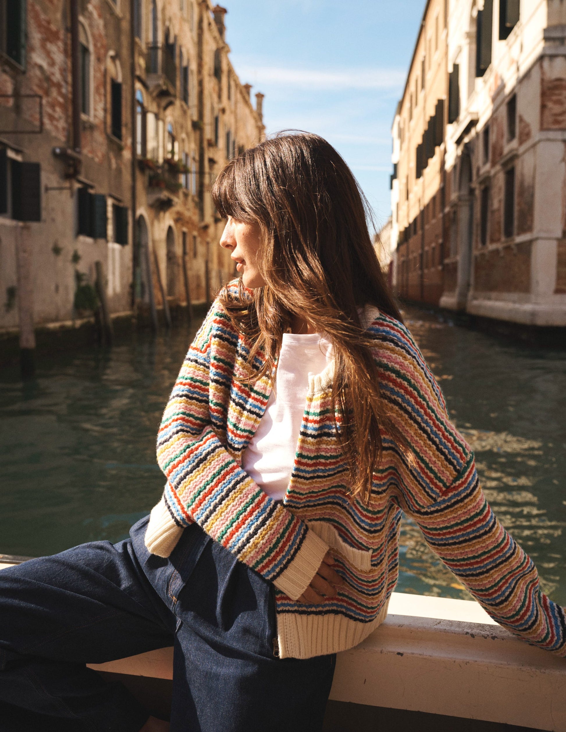 Maya Zip-up Jacket-Ivory, Rainbow-1