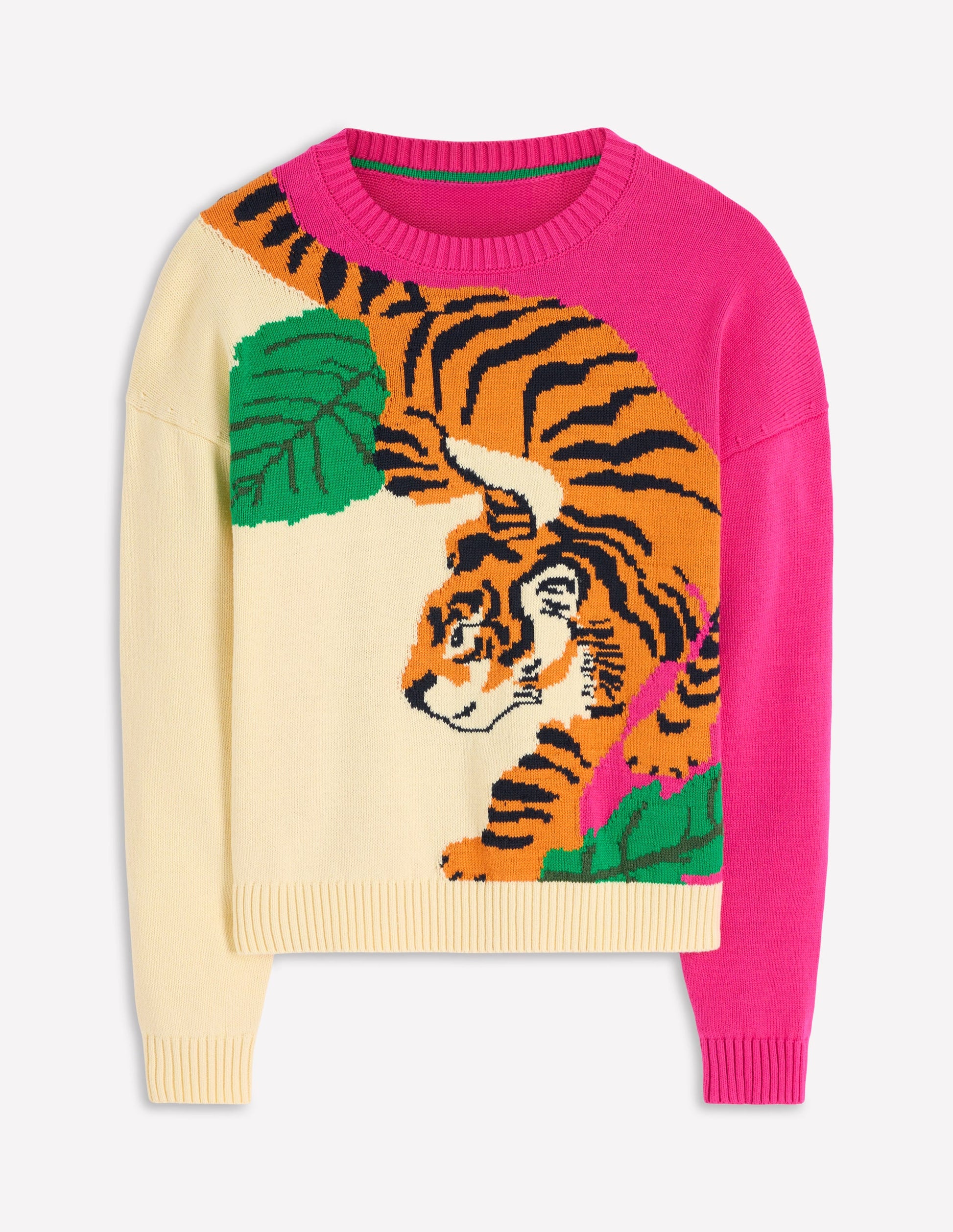 Jacquard Jumper-Warm Ivory and Pink Tiger-7