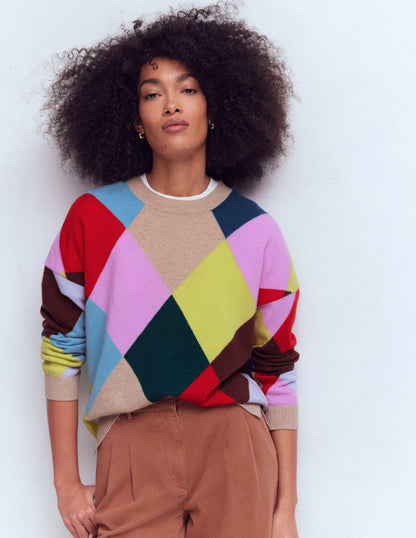 Anastasia Cashmere Jumper-Multi Harlequin Jumper-6