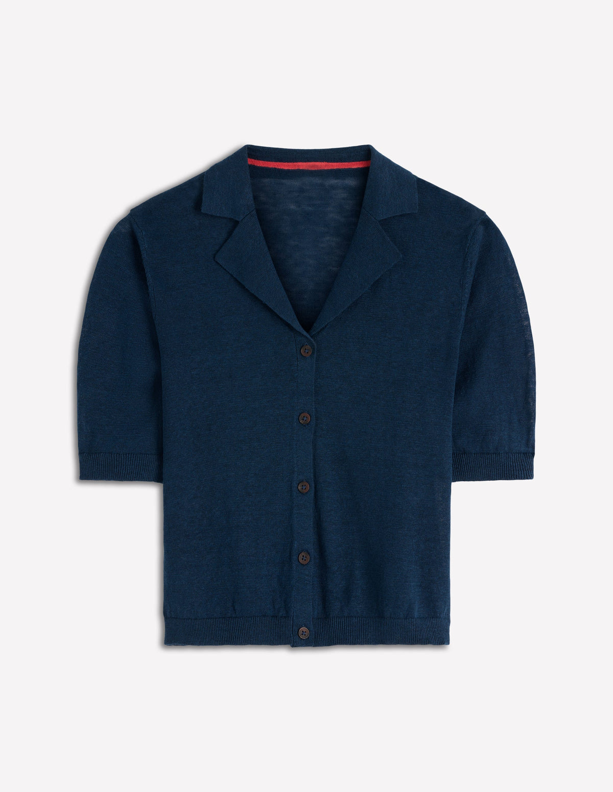 Agnes Collar Linen Cardigan-Navy - Image 5