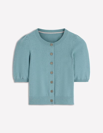 Pretty Cropped Cardigan-Misty Blue-5