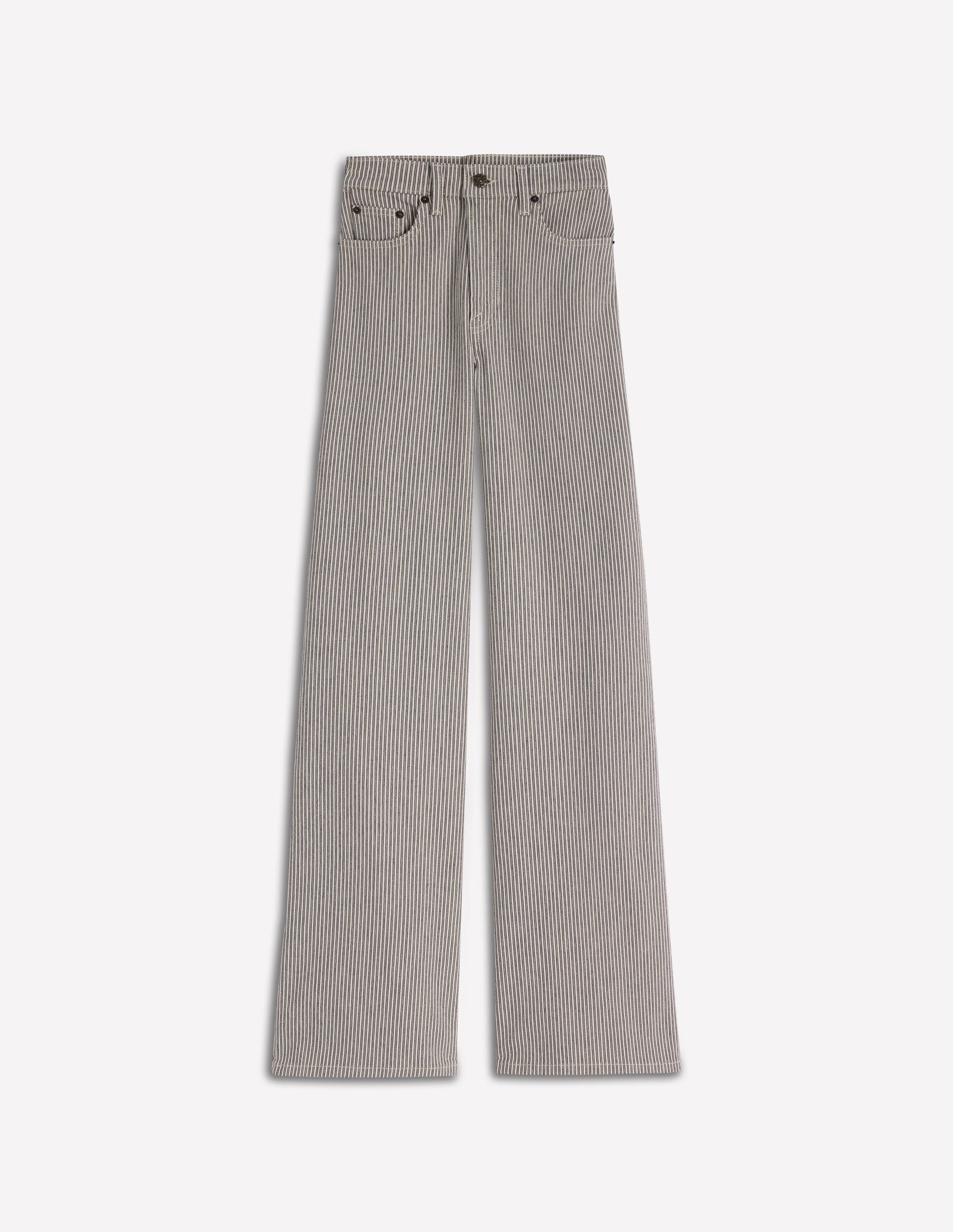 High Rise Wide Leg Jeans-Blue Stripe-7