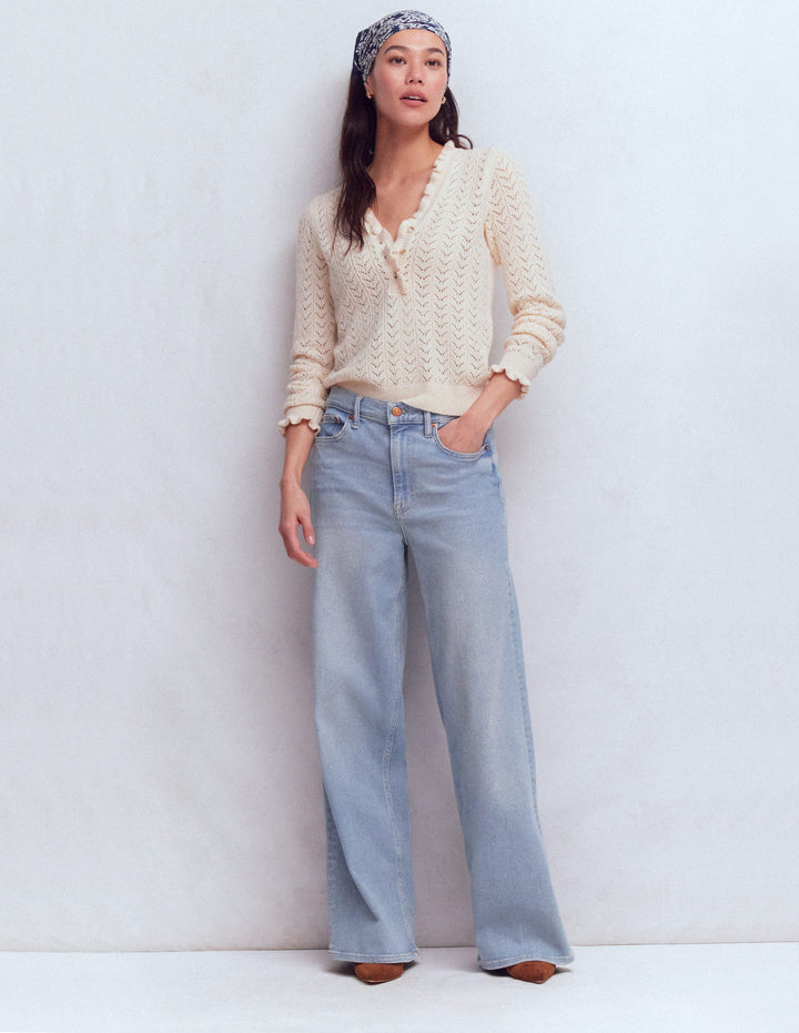 High Rise Wide Leg Jeans-Light Vintage