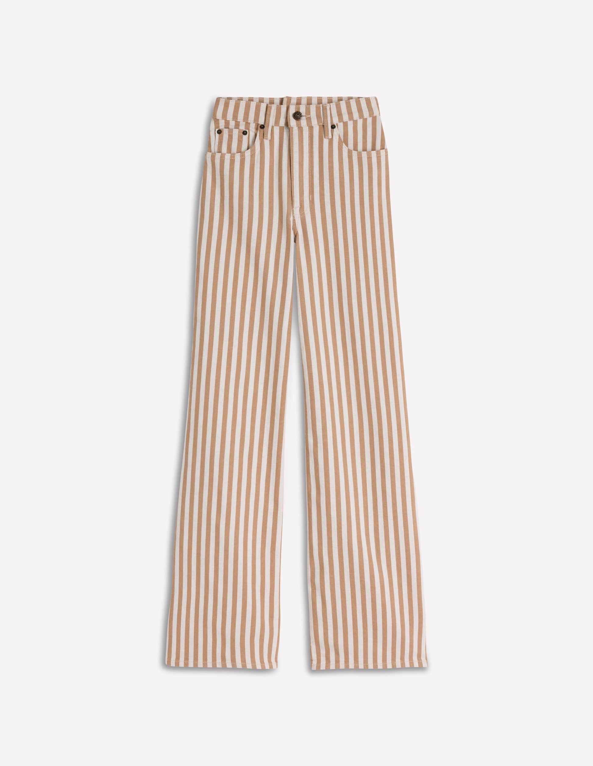 High Rise Wide Leg Jeans-Ecru Tan Stripe-7