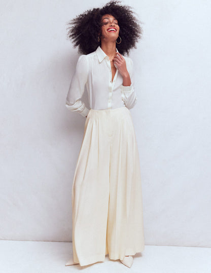 Regent Wide Leg Trousers-Ivory-1