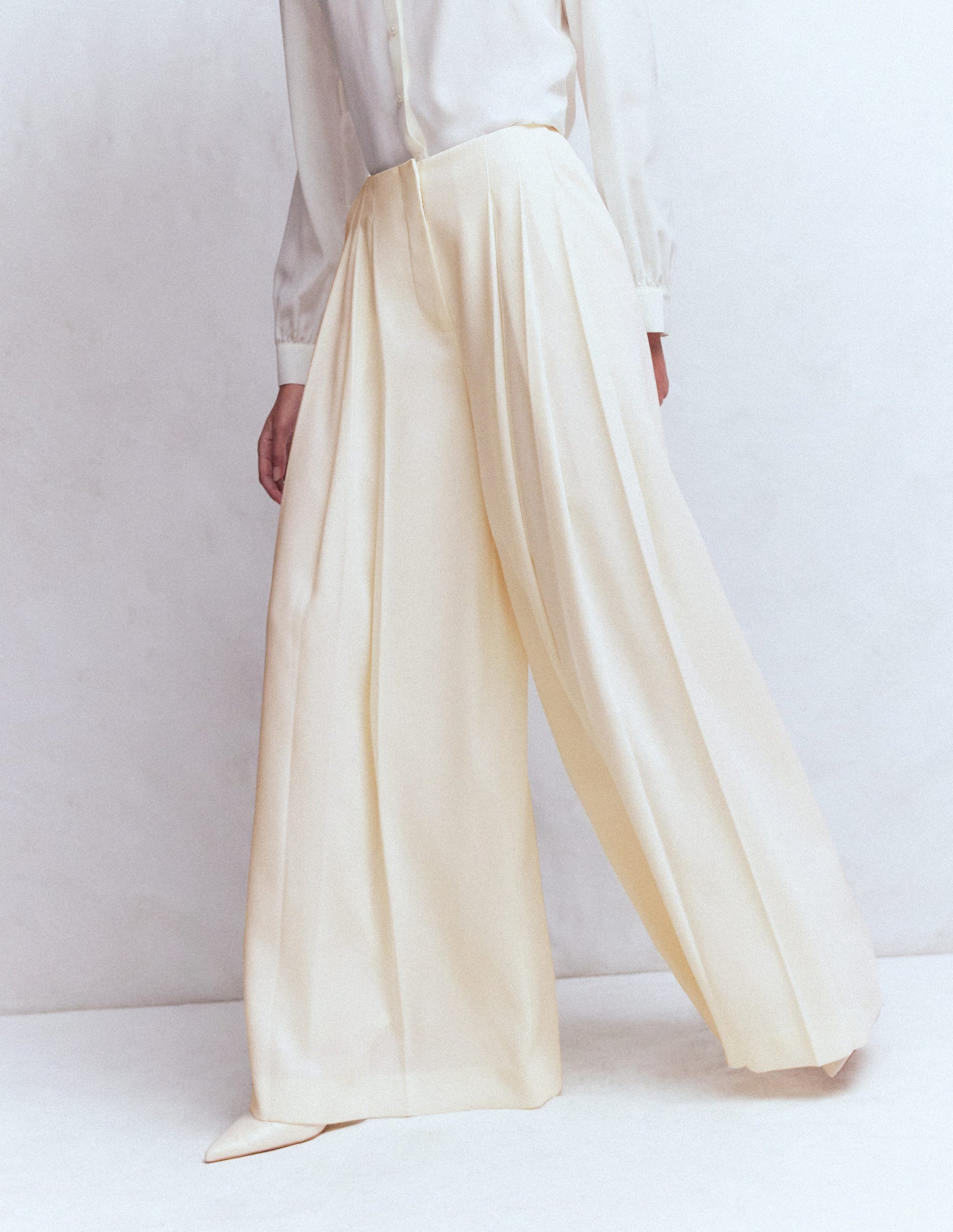 Regent Wide Leg Trousers-Ivory-4