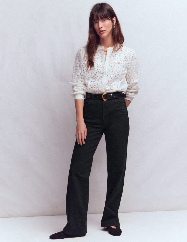 High Rise Column Leg Jeans-Black