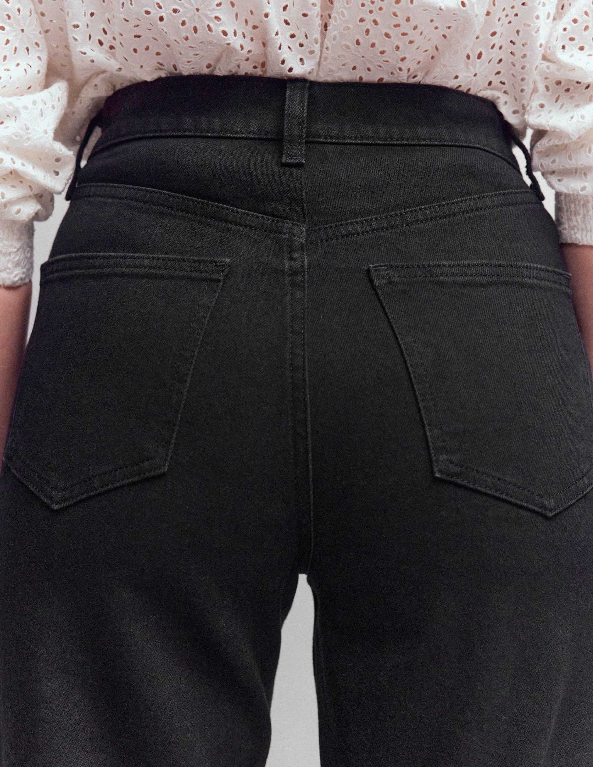 High Rise Column Leg Jeans-Black-2