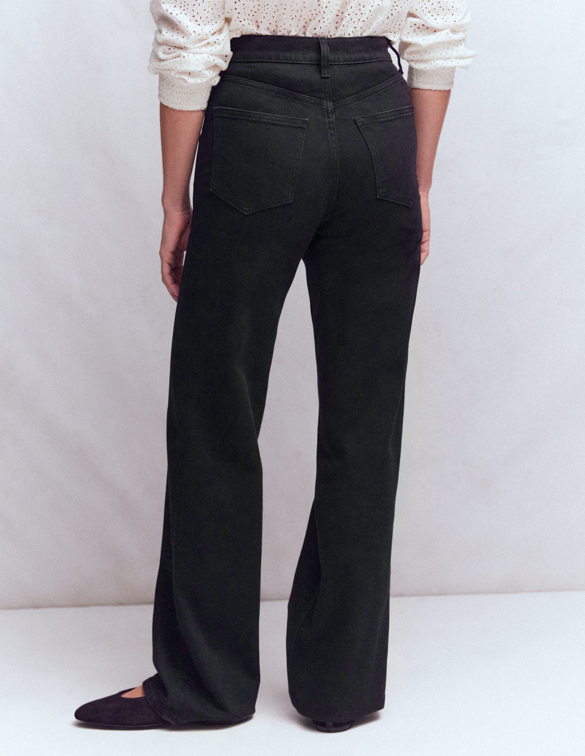 High Rise Column Leg Jeans-Black-3