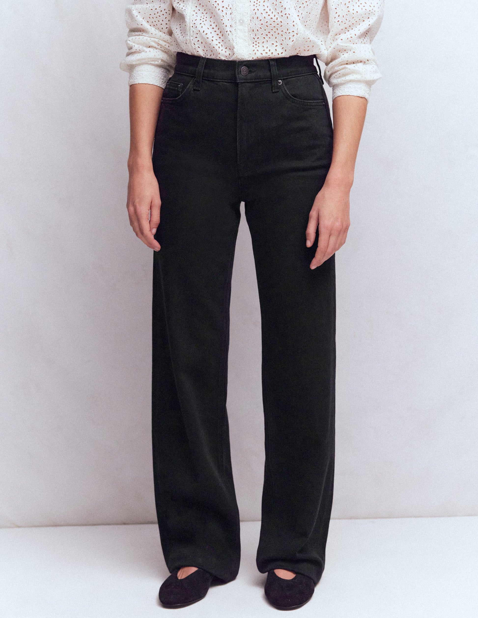 High Rise Column Leg Jeans-Black-4
