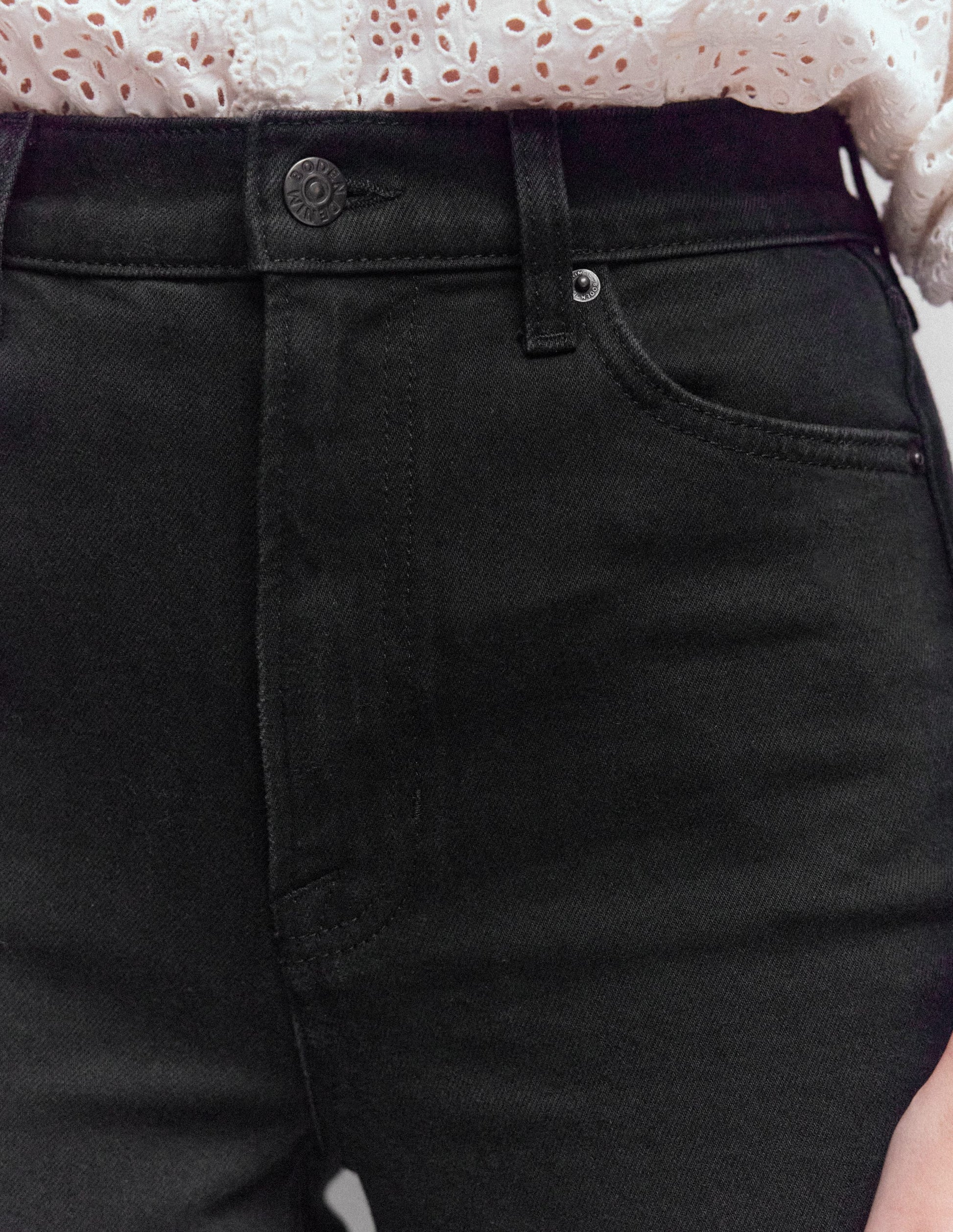 High Rise Column Leg Jeans-Black-5