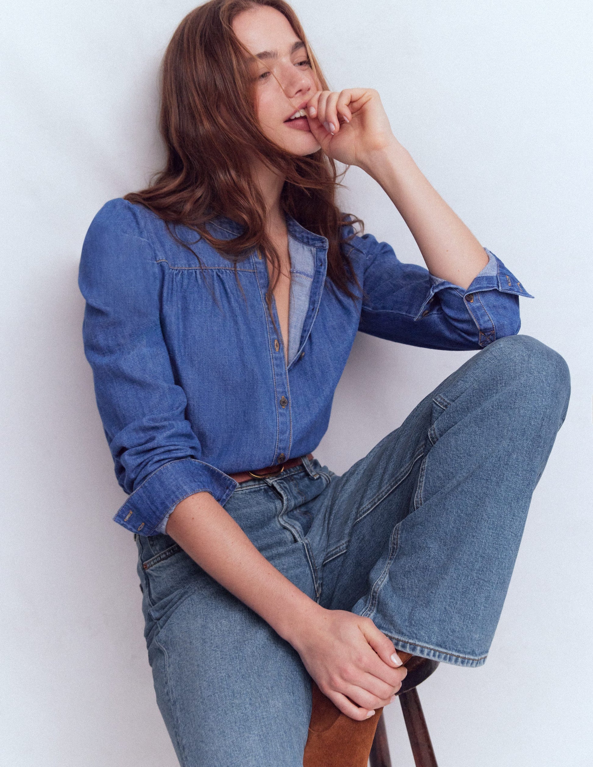 High Rise Column Leg Jeans-Mid Vintage-1