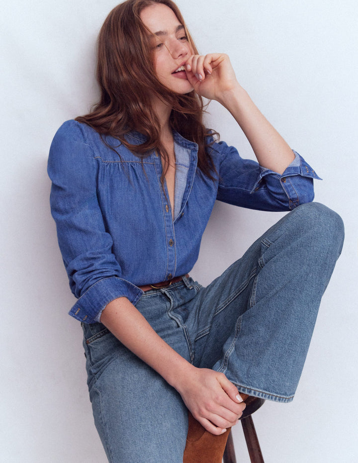 High Rise Column Leg Jeans-Mid Vintage