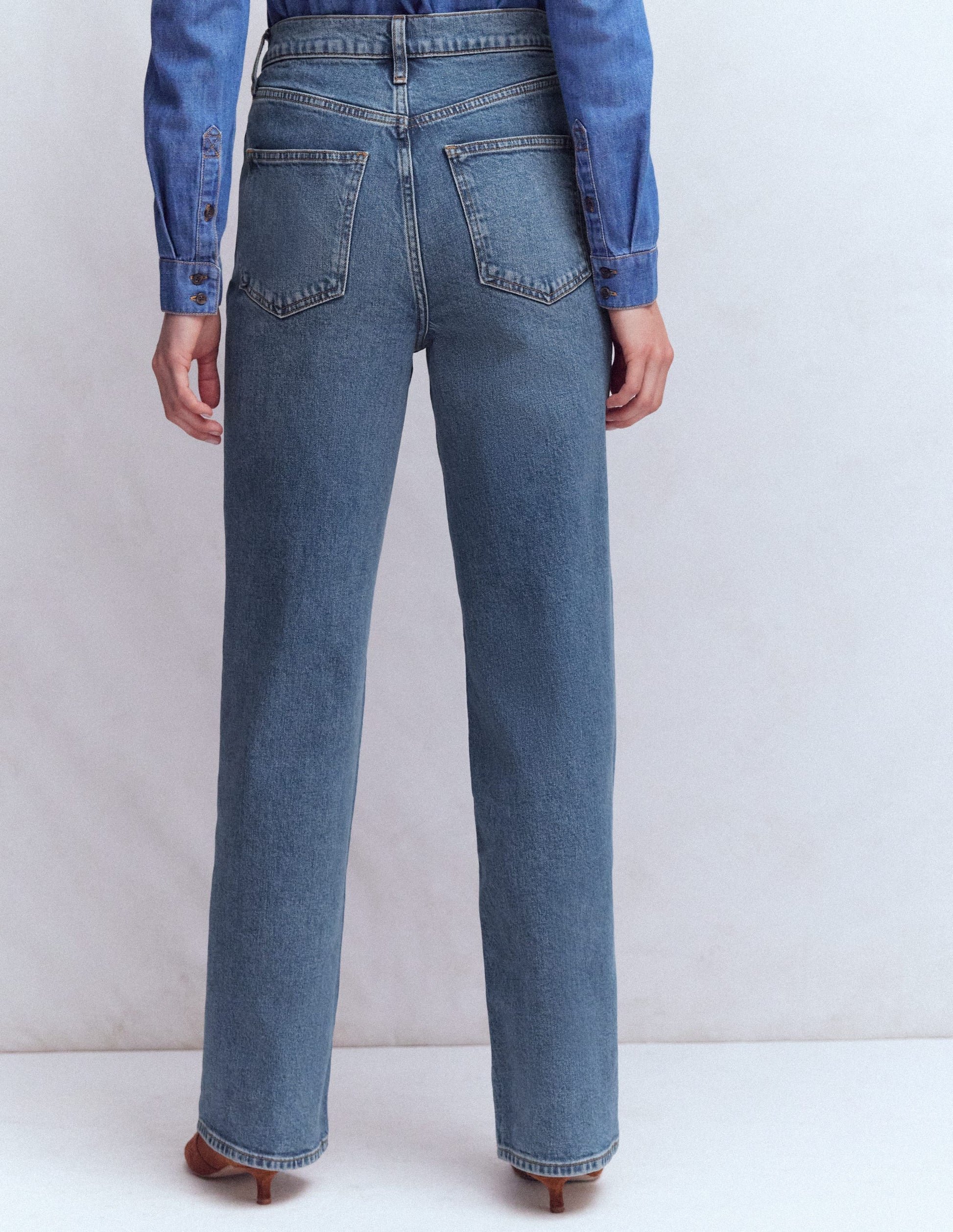 High Rise Column Leg Jeans-Mid Vintage-3