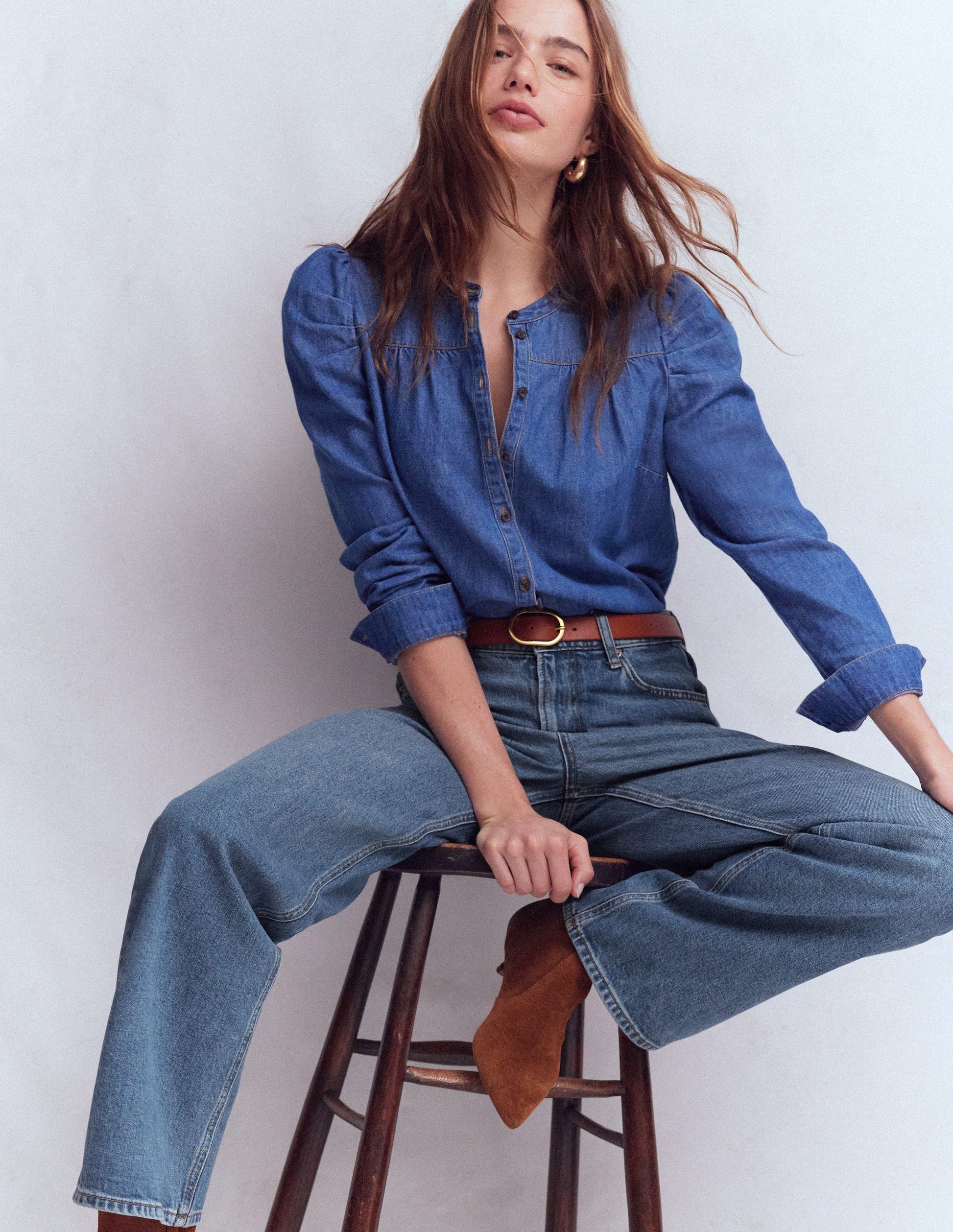 High Rise Column Leg Jeans-Mid Vintage-6