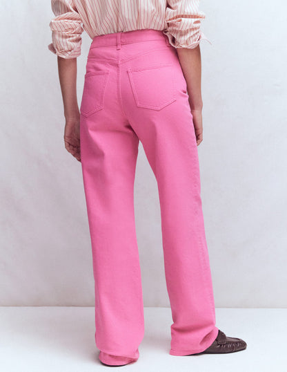 High Rise Column Leg Jeans-Bright Pink-3