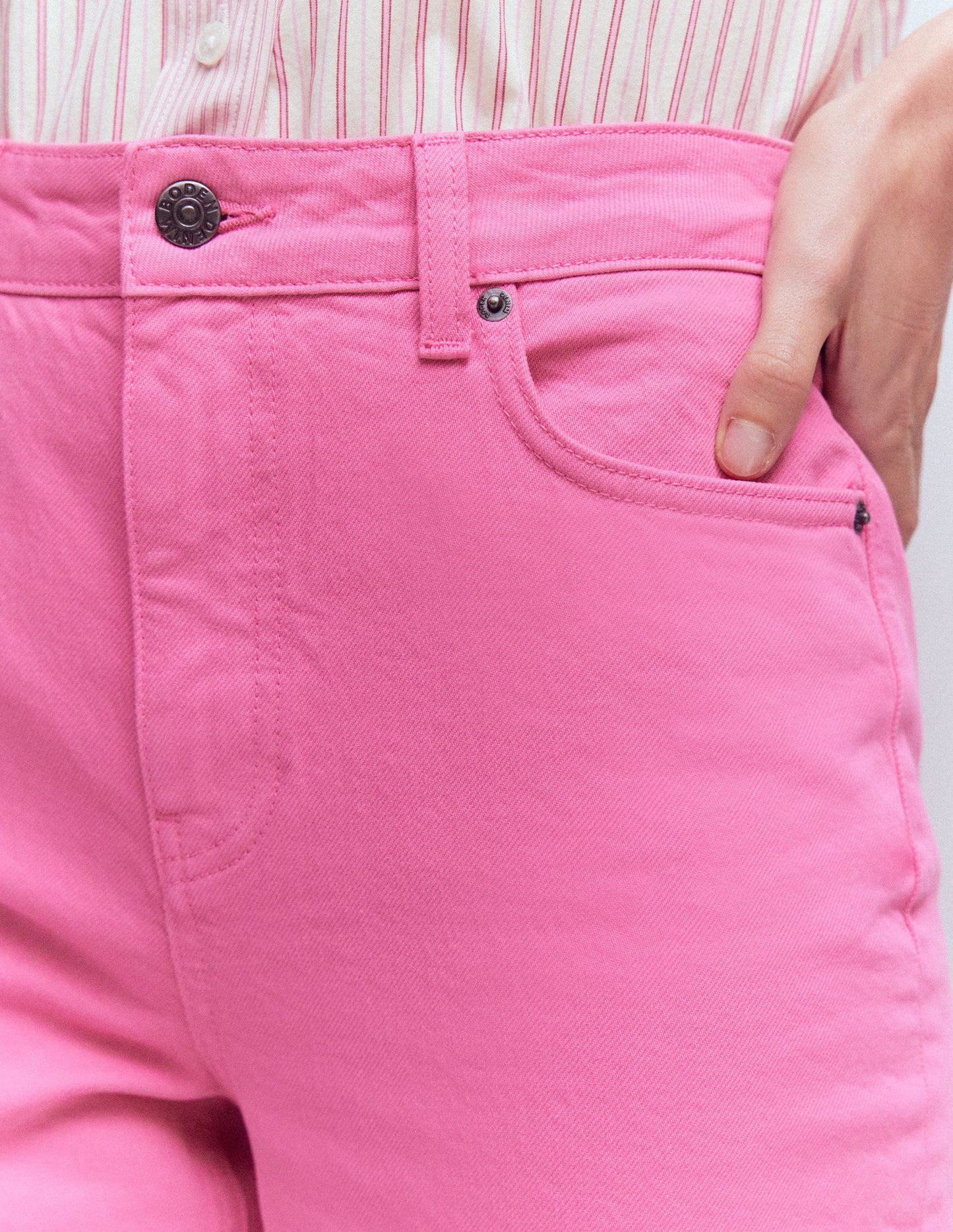 High Rise Column Leg Jeans-Bright Pink
