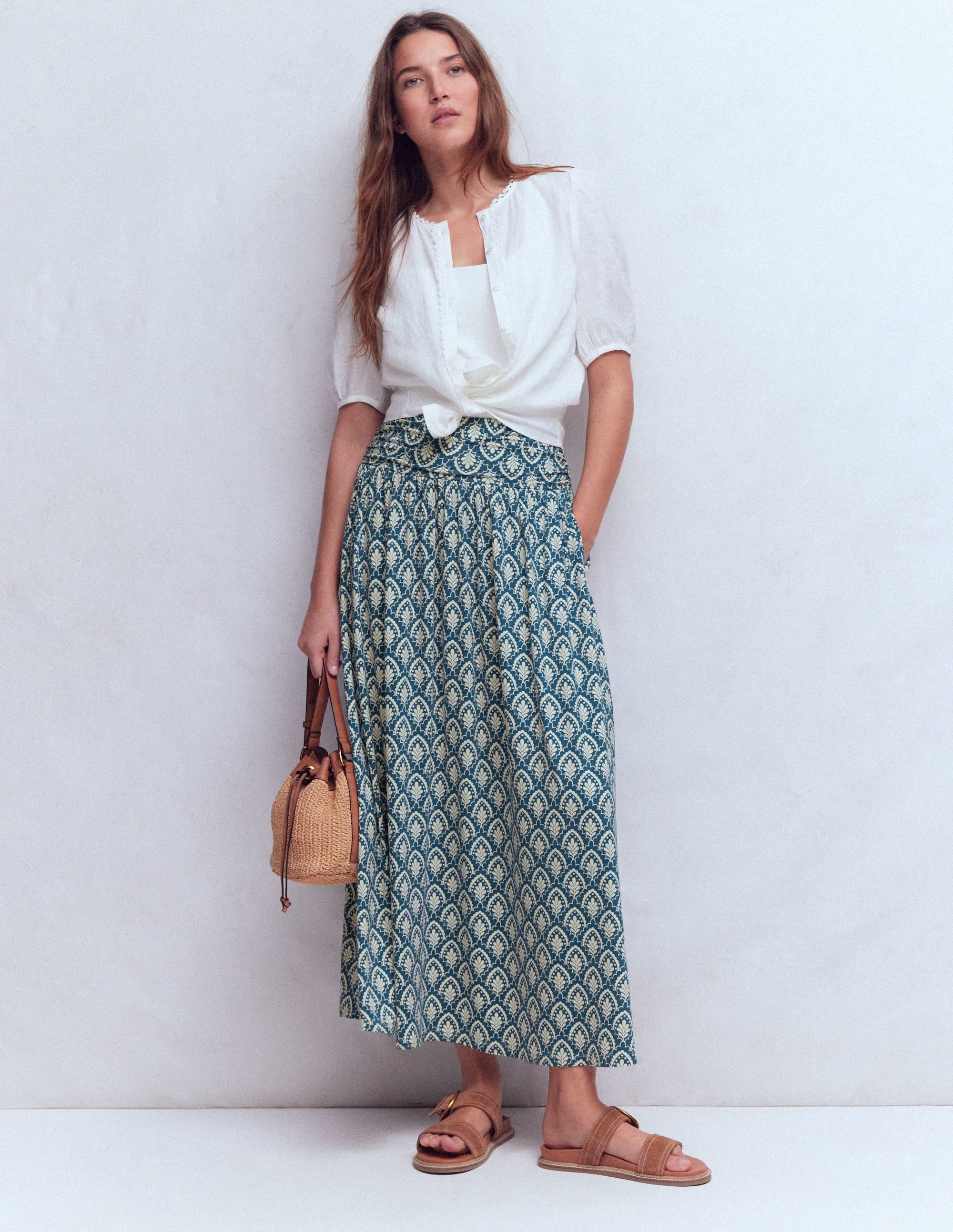 Rosaline Jersey Skirt-Blue, Petal Terrace - Image 1