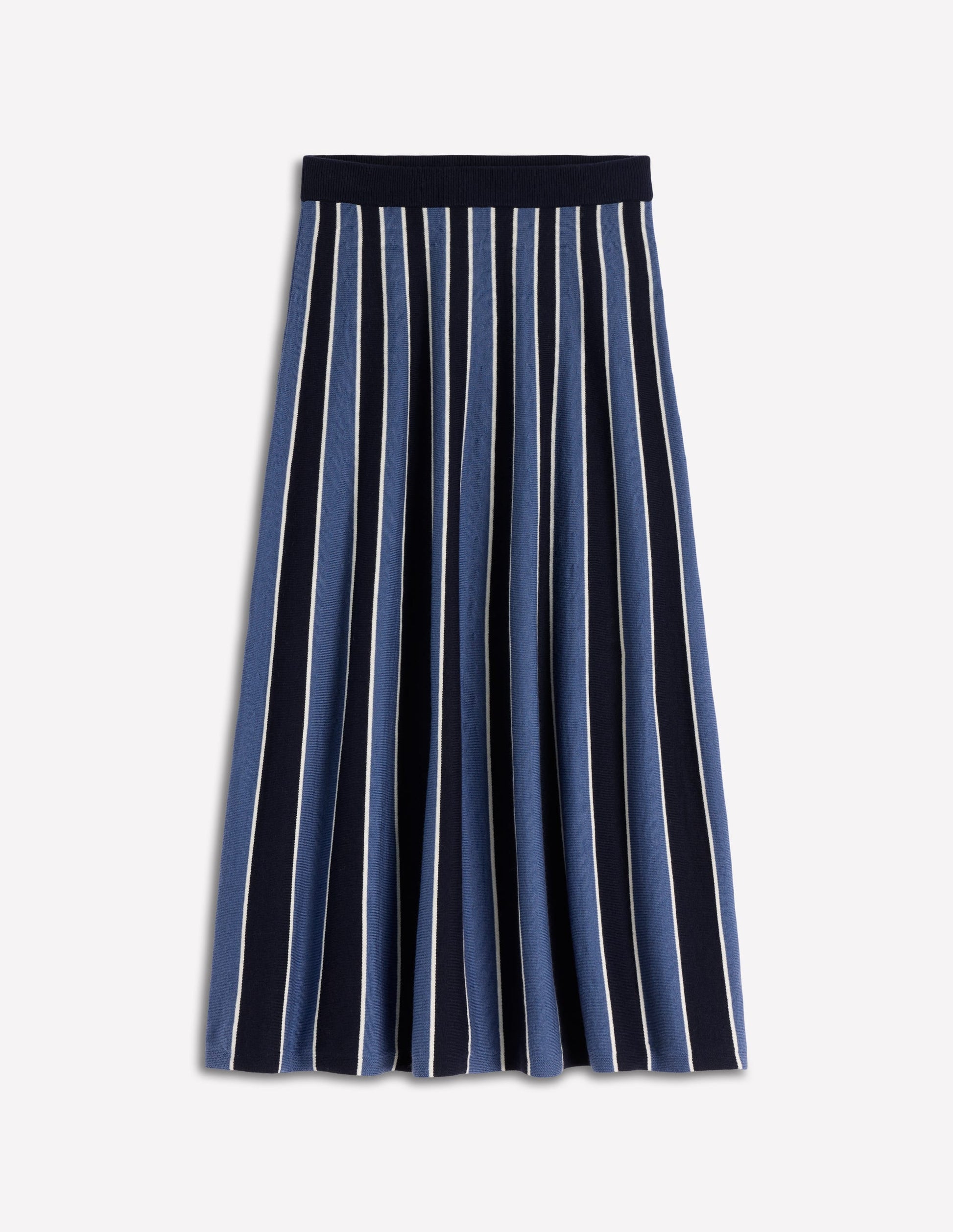 Liz Knitted Midi Skirt-Denim Blue Stripe-5