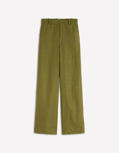 Belgravia Linen Trousers-Olive Green-5