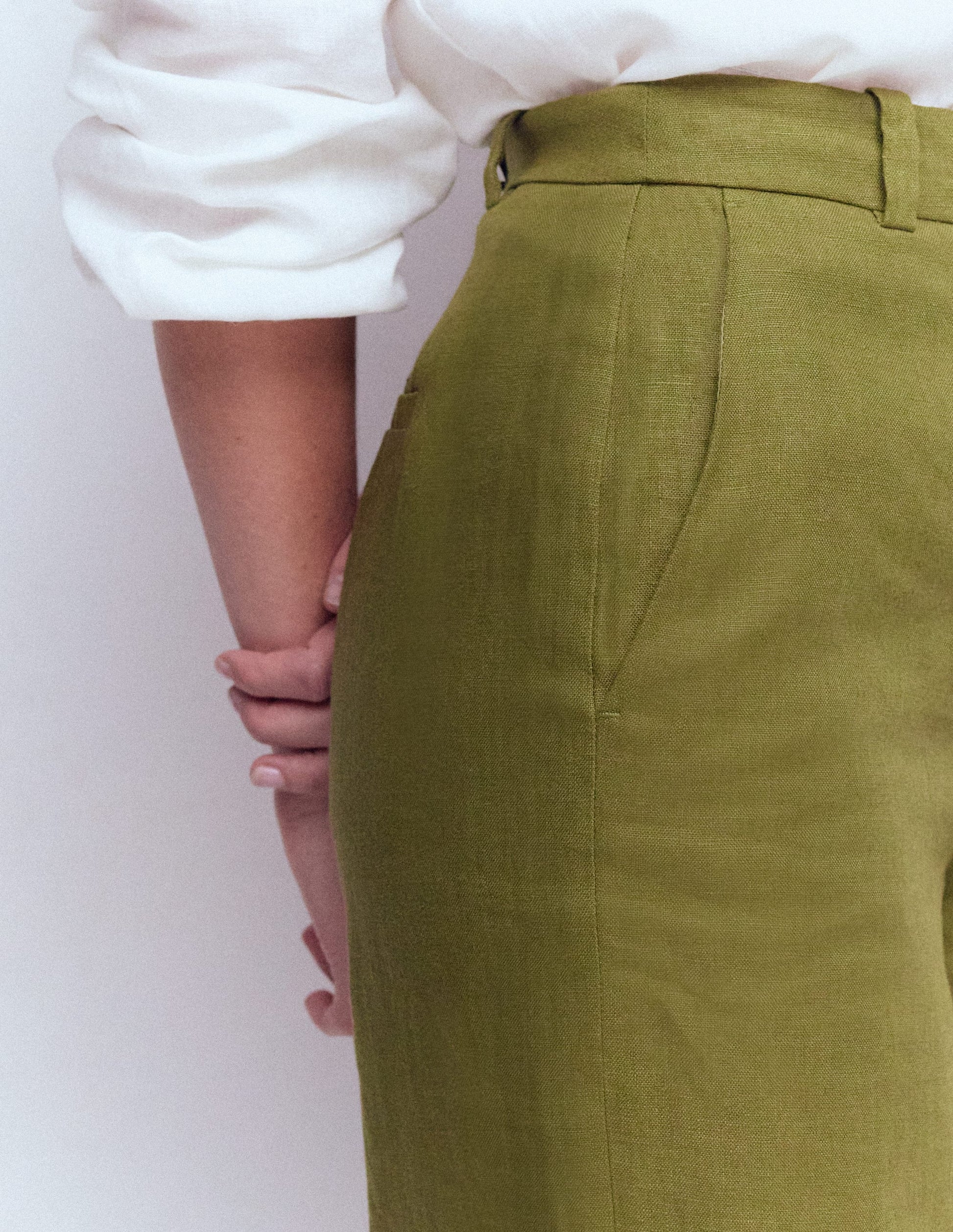 Belgravia Linen Trousers-Olive Green-2