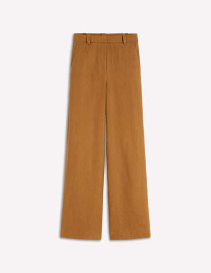 Belgravia Linen Trousers-GINGERBREAD-5