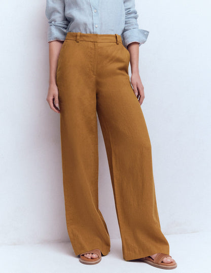 Belgravia Linen Trousers-GINGERBREAD-4