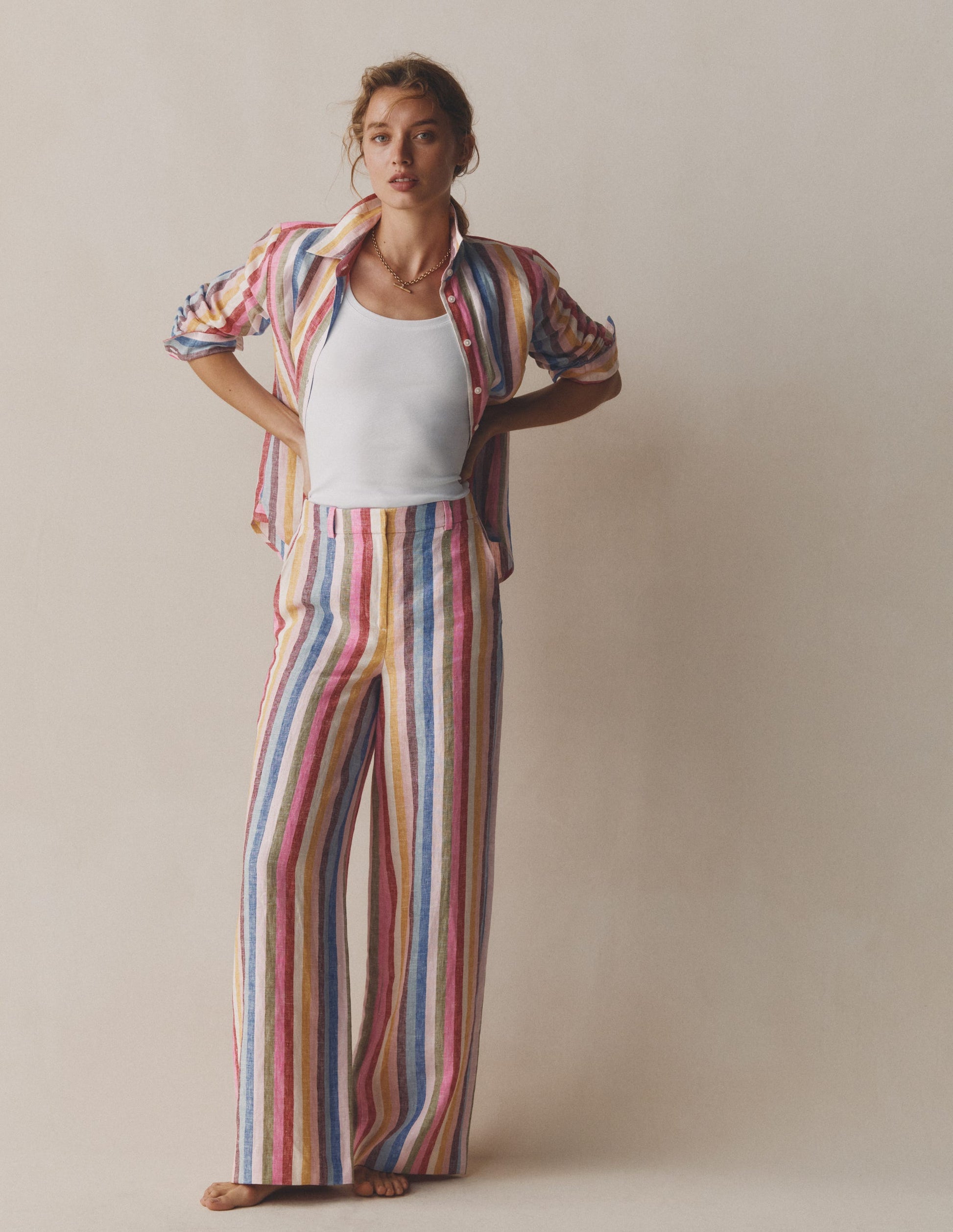 Belgravia Linen Trousers-Multi Stripe-6