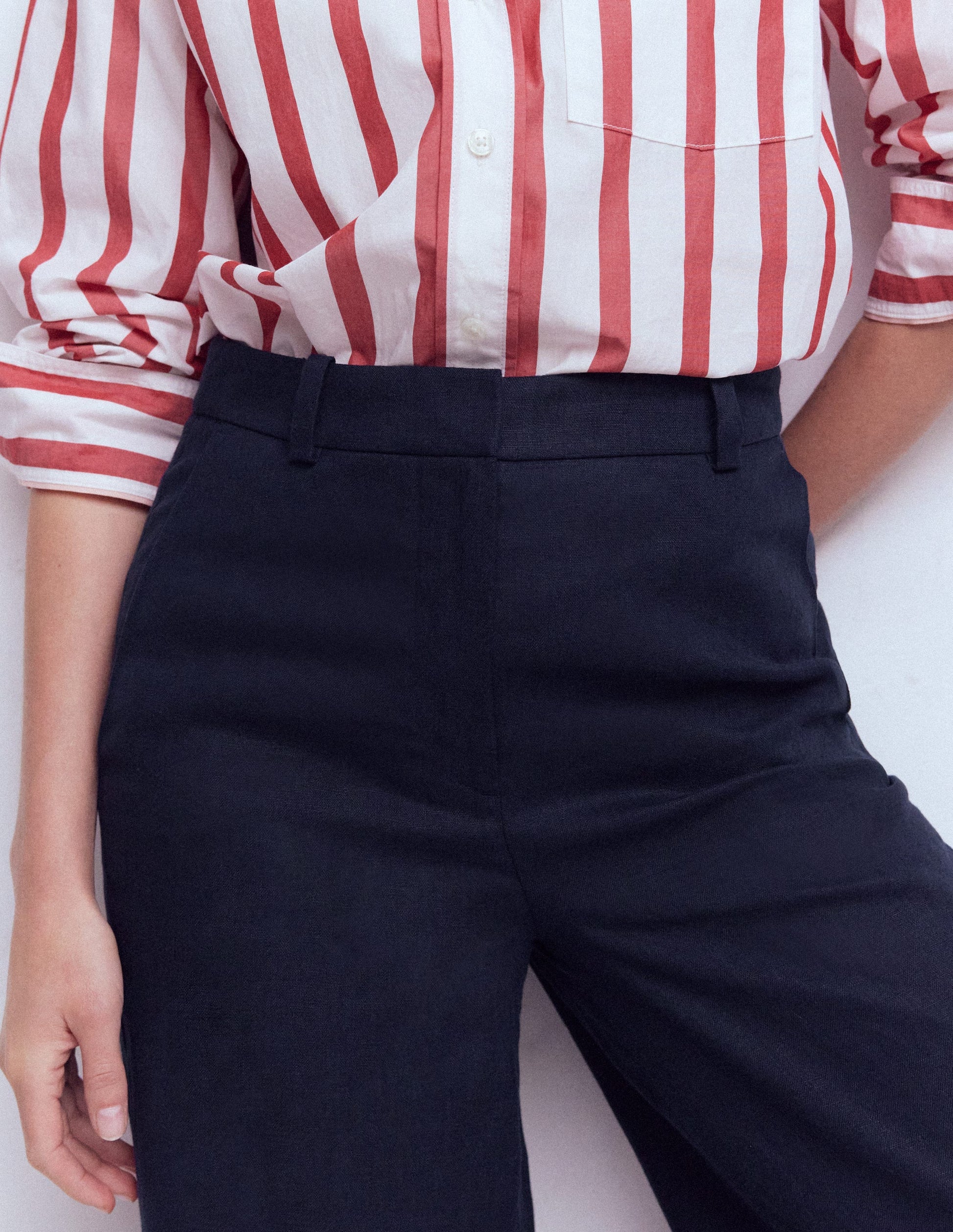 Belgravia Linen Trousers-Navy-2