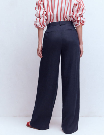 Belgravia Linen Trousers-Navy-3