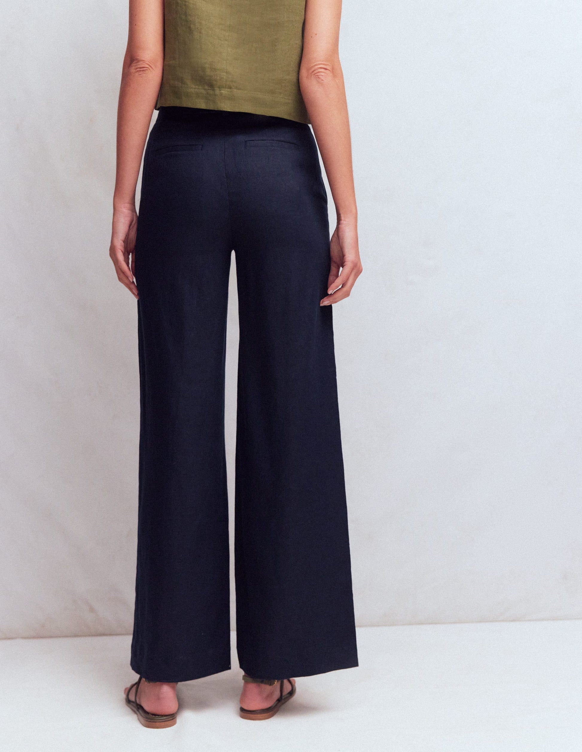 Belgravia Linen Trousers-Navy-3