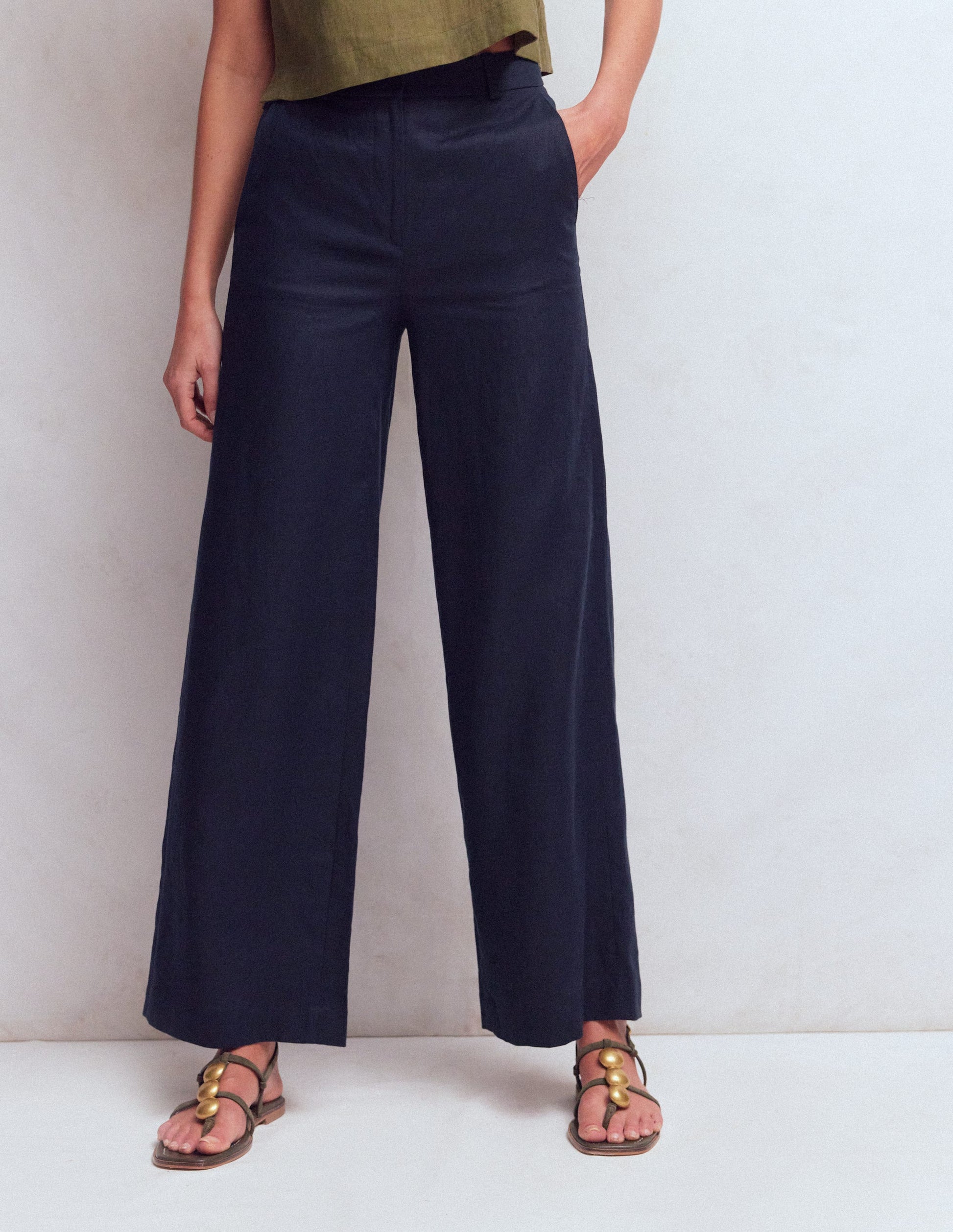 Belgravia Linen Trousers-Navy-4