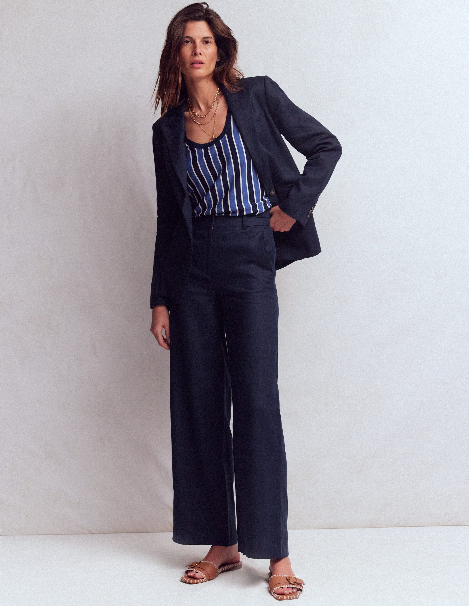 Belgravia Linen Trousers-Navy-5