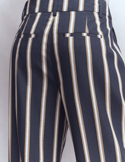 Kensington Tailored Trousers-Navy Camel Tram Stripe-2