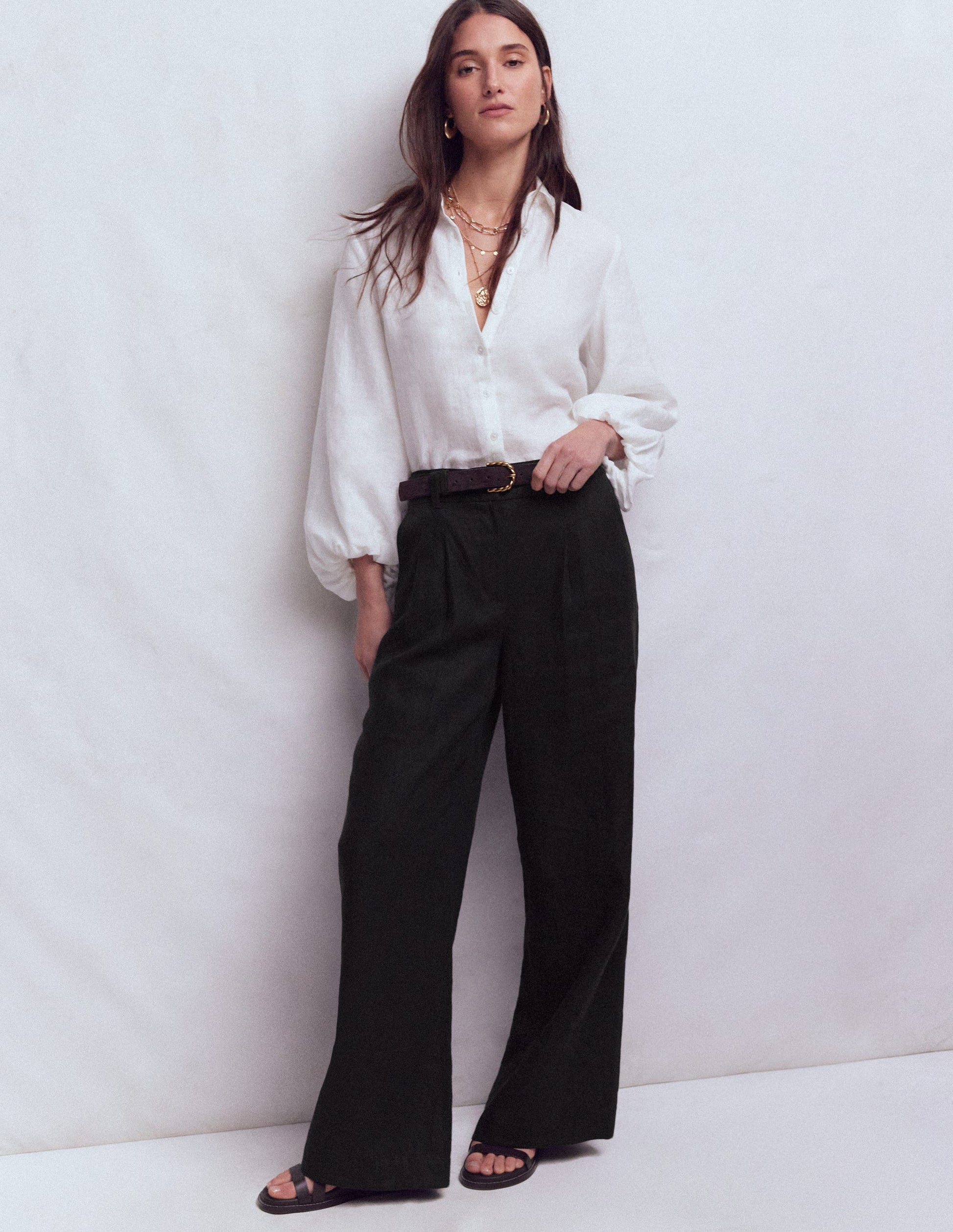 Kensington Linen Trousers-Black-1